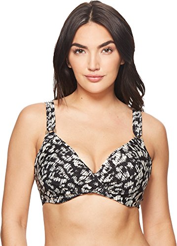 Miraclesuit Cat Walk Criss-Cross Bikini Top, 34D, Animal Black