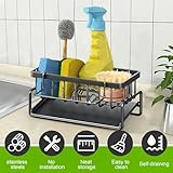 Kitchen Sink Sponge Rack with Auto Drain Kitchen Sink Caddy, Rust Resistant Kitchen Sink Organizer, Sink Ballerina Kitchen Sink Countertop Organizer - Create a Tidy Kitchen, Black