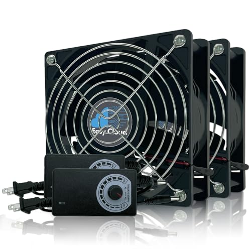 Easy Cloud Computer Fan with AC Plug, 12V Axial Fan 110V 220V, 120V Muffin for PC Computer Cabinet Server Biltong Box Cabinet Receiver Xbox DVR Greenhouse, 2 Pack