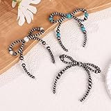 Cooluckday 4 Pcs Navajo Pearl Necklace for Women Cowboy Cowgirl Navajo Pearls Bow Necklace Western Jewelry Boho Beaded Necklaces