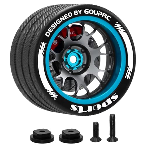 GOUPRC Upgrade Metal RC Hand Wheel Remote Control Steering Wheel with Brake Disc Brake Caliper for SANWA MT4/MT5/M12/M17 Flysky NB4Series WFLY X9Series RC Remote Control (Blue)