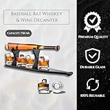 Baseball Themed Whiskey Decanter Set - 20Oz Bat Shaped Decanter with 2 11OZ Glasses, Birthday Gift for Men, Brothers, Boyfriends, Coaches – Ideal for Liquor, Tequila and Bourbon with Giftable Box