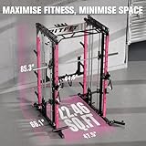 RitFit M1 & M1 Pro Smith Machine with Cable Crossover System, Multi-Function Squat Rack Power Cage for Home Gym, Power Rack and Packages Pink