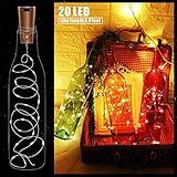 30 Pack Wine Bottle Lights with Cork - Cork Bottle Lights Battery Operated 6.6ft Silver Wire 20 LEDs,Fairy Lights for Christmas,DIY,Party,Decor,Wedding (Warm White,90 Additional Batteries)