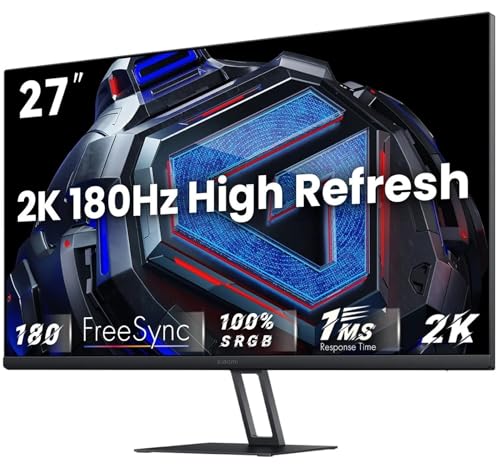 Xiaomi 2K Gaming Monitor G27Qi, QHD 2560×1440, Fast IPS, 180Hz 1ms, AMD Freesync, 100% sRGB, 178 Viewing Angle, 2× HDMI2.0 DP 1.4×2, Black