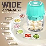 Rechargeable Portable and Cordless Mini Food Processor 300ML with Stainless Steel Blade, Electric Garlic Chopper Vegetable Chopper Blender for Nuts Chili Onion Minced Meat and Spices BPA-Free(Green)