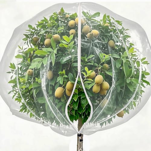 Large 12 x 12ft Fruit Tree Netting Bags with Zipper Drawstring, Bird Insect Barrier Netting Plant Easy to Cover for Fruit Trees Vegetable, Bushes,Sapling in Garden Orchard Yard(1 Pack)