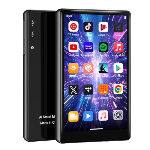 MP3 Player 64GB with Bluetooth and WiFi, HiFi Lossless Sound 5" 1080P Touch Screen HD Video MP4 Player with Spotify, Pandora, YouTube, Amazon Music, Support Download Android APP, Up to 256GB, Black