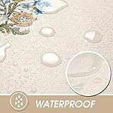 AIRCOWRIE Waterproof Vinyl Tablecloths, Heavy Duty Oil Proof Spill Proof Plastic Table Cloth, Wipe Clean PVC Table Cover for Spring Indoor and Outdoor Use (Embroidery Flower, 54”×108”, Rectangle)