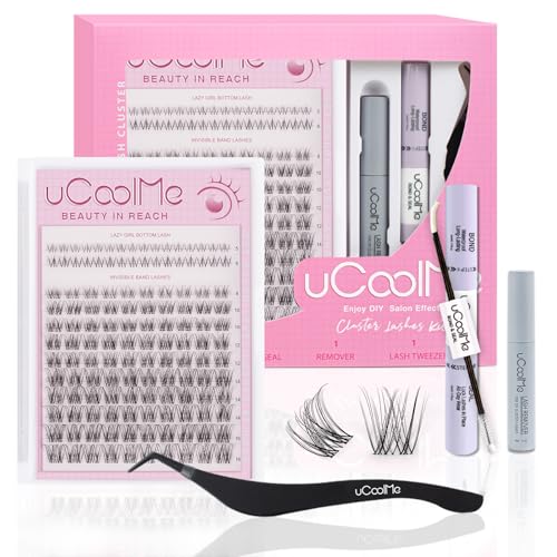 Venus Lash Clusters Kit 8-16mm with 5-6mm Bottom Lashes Wispy Natural Eyelash Clusters Kit D Curl -WideSpan DIY Eyelash Extension Kit Individual Fake Eyelashes Clusters Kit Thin Invisible Lash Band