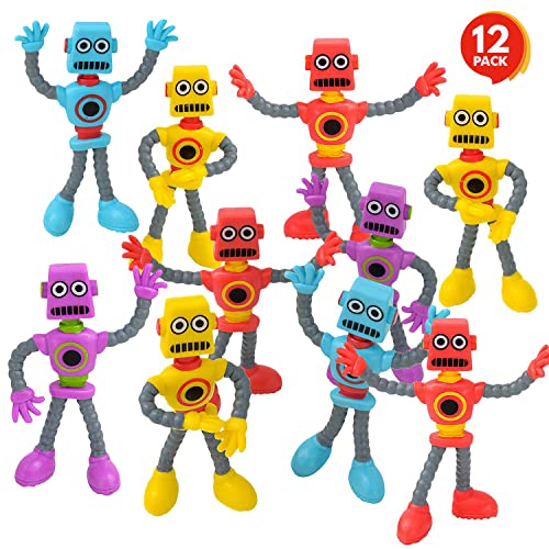 ArtCreativity Bendable Robot Figures, Set of 12 Flexible Men, Birthday Party Favors for Boys and Girls, Stress Relief Fidget Toys, Sensory Toys for Kids and Adults, Goody Bag Stuffers