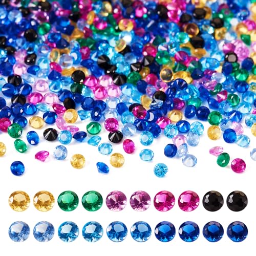 KISSITTY 1000pcs Cubic Zirconia Cabochons Faceted Diamond Stones 1.5mm Tiny Colorful Pointed Back Crystal Rhinestones for Jewelry DIY Nail Art Ornaments Crafts Hair Clothes Decor