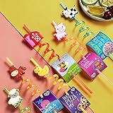 24 Reusable Farm Animal Plastic Straws Chicken Sheep Horse Cow Pig for Barnyard Farm Birthday Party Supplies Gift Favors with 2 Cleaning Brushes