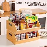 BYOA Official 2 Set Bamboo Storage Bins, Pantry Organizers and Storage, Kitchen Countertop Organization and Storage Basket for Produce, Onions, Potatoes, Garlic, Fruits, Vegetable and Bread