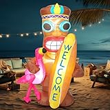 Shappy 5 Ft Inflatable Tiki Flamingo Luau Hawaiian Party Decorations Summer Inflatables Outdoor Tiki Blow Up Beach Tropical Pool Surfing Party Supplies(Flamingo)