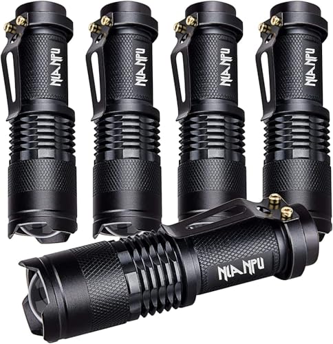 5 Pack SK-68 3 Modes Handheld Mini Cree Q5 LED Flashlight Torch Tactical Lamp 7w 300lm Adjustable Focus Zoomable Light