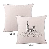 Queenie® - 4 Pcs Famous Landmarks in The World Thick Cotton Linen Decorative Pillowcase Cushion Cover Throw Pillow Case 18 X 18 Inch 45 X 45 Cm (World Cities Bundle Set of 4)