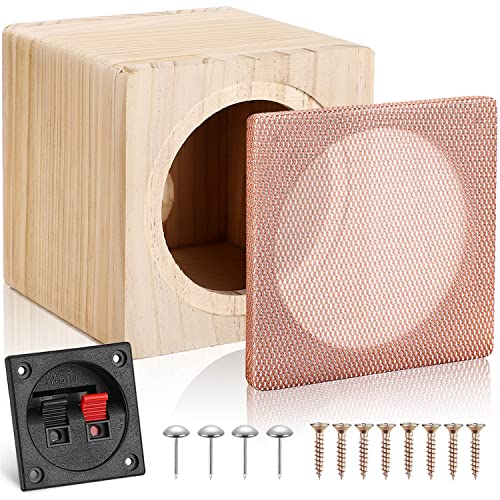 Facmogu 4in Solid Wood Speaker Enclosure, Speaker Cabinet Enclosure for DIY Car or Truck Audio Custom, Speaker Enclosure Unloaded Box with Sound-Absorbing Cotton & Speaker Terminal Cup