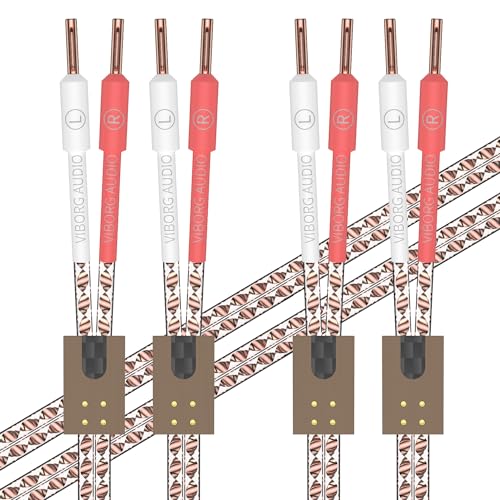 Viborg VS903 Audiophile Speaker Wire, 9.8FT/3M, HiFi Dynamic17AWG(1.0mm²) Twisted Solid Flat Copper Premium Speaker Cable Hi End Speaker Cord with VB401 Pure Copper Banana Plug