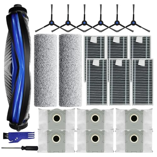 LOVOBO 23Pcs Replacement Parts for Ecovacs Deebot X8 PRO Omni/Yeedi S14 Plus Robot Vacuum Cleaner Accessories Kit: 1 Main Brush,2 Roller Mop Pads,6 Filters,6 Side Brushes,6 Dust Bags,2 Tools