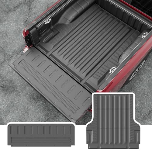 powoq Truck Mat Compatible with 2022-2024 2025 Nissan Frontier Truck Bed Mat Tailgate Liner Replacement for 2022-2025 Nissan Frontier Accessories(5FT Bed Mat+Stripe Style Tailgate Mat)