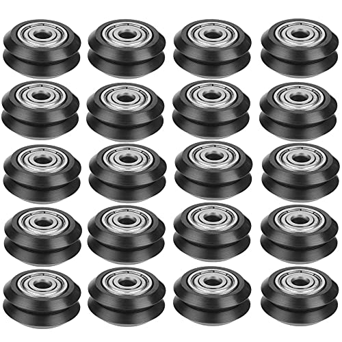 Ruimou 3D Printer Models Pulley, POM Plastic Pulley Models, V Groove Ball Bearings Pulley Passive Round Wheels Roller-Black【20pcs/Pack】