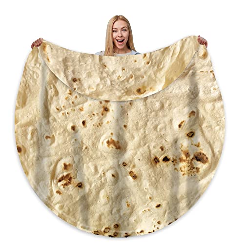 Bcareself Tortilla Blanket Adult Size Giant Double Sided for Kids Funny Realistic Food Personalized Throw Blanket Novelty Gift for Everyone 300 GSM Soft Flannel 60 inches Yellow