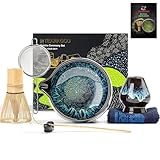 TEANAGOO Matcha Whisk Set, 7 Pcs Matcha Set Blue, Matcha Kit for Ceremony, Matcha Tea Set for Making Breakfast/Latte, Ceramic Matcha Bowl(chawan) whith Spout and Whisk, Gift for Friend/Family