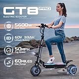 Electric Scooter for Adults, 5600W Dual Motors with 60 Miles Range Battery E Scooter, Up to 50 MPH Max Speed, Large Display, 11" Off-Road Tires Commuting Electric Scooter with Detachable Seat