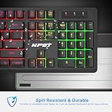 NPET S21 Wireless Gaming Keyboard and Mouse Combo, RGB Backlit Quiet Ergonomic Mechanical Feeling Keyboard, Gaming Mouse 3200DPI, for Desktop