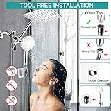 Shower Head, 8 Inch High Pressure Rainfall Shower Head/Handheld Shower Combo with 11 Inch Extension Arm, 9 Settings Adjustable Anti-leak Shower Head with Holder/Hose, Height/Angle Adjustable