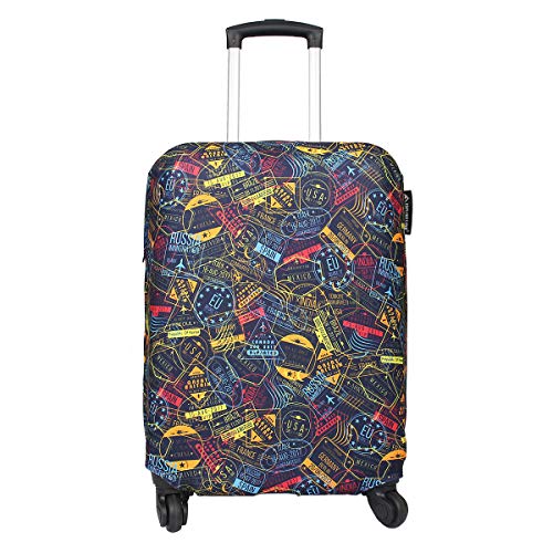 Explore Land Travel Luggage Cover Suitcase Protector Fits 18-22 Inch Case (Stamp, S)