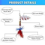 Rooster Bait Tail Spinner Fishing Lures Kit,30pcs Metal Spoon Lures with Feathered Treble Hooks for Bass Walleye Trout Freshwater Saltwater