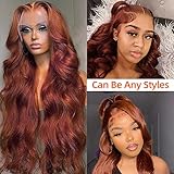 Reddish Brown Wig Human Hair 30 Inch Lace Front Wigs Human Hair Pre Plucked 13x4 Body Wave Frontal Wigs Human Hair Auburn Colored Human Hair Lace Front Wigs HD Lace Frontal Human Hair Wigs