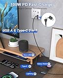 100W Galaxy Watch Charger Fast Charging Cable - 10FT 4 in 2 USB C/A Multi Chargers for Samsung Watch, Compatible with Galaxy Watch 6/5/4 Charger, Galaxy S23/S22/21 and Micro USB/Lightning/USB C Phone