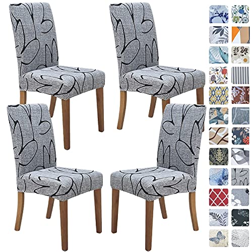 SPRINGRICO Chair Covers for Dining Room Set of 4, Stretch Dining Chair Cover, Washable Spandex Kitchen Parsons Chair Slipcovers, Removable Seat Protector for Home or Party (4 Pack, Lotus Gray)