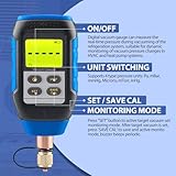 Rogvoc Digital Vacuum Gauge with 4 Units 7/16"-20 UNF(1/4" SAE), HVAC Micron Vacuum Gauge Tester Meter Set with Buzzer Alarm, 1/4" SAE Extension Connector Accessories and Tee Fitting