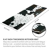 Tyrot Cowhide Kitchen Mat Cushioned Anti Fatigue - 1/2 Inch Thick Western Cow Kitchen Mats for Floor, Non Slip PVC Waterproof Standing Desk Ergonomic Comfort Rugs for Sink, Office, Laundry, 17.3x47