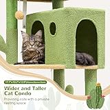 Globlazer F49C Cactus Cat Tower for Indoor Cats, Cactus Series 49inch Cat Climbing Tower Cat Tree with Hammock, Scratching Post, Large Cat Condo House, Cactus Green