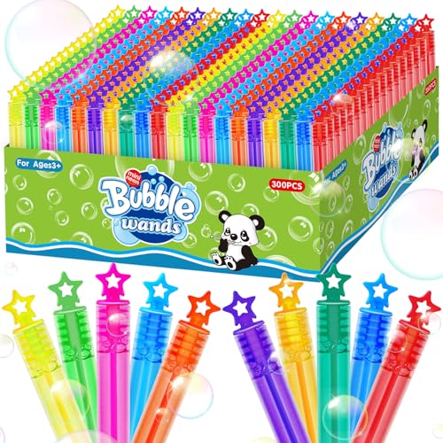 ZIRSENG 300 Piece Mini Bubble Wands in 10 Colors, Party Favors Bulk for Kids, Themed Birthday, Carnival, Wedding, Classroom Prizes, Summer Outdoor Gifts for Boys Girls, Ideal Goodies Bags Stuffer