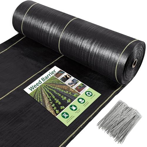 KANAGAWA 8ftx300ft Premium Weed Barrier Landscape Fabric Heavy Duty 3.5OZ, Woven Weed Control Fabric, Good Permeability for Weed Block Gardening Mat, Driveway Fabric, Landscaping Fabric, Ground Cover