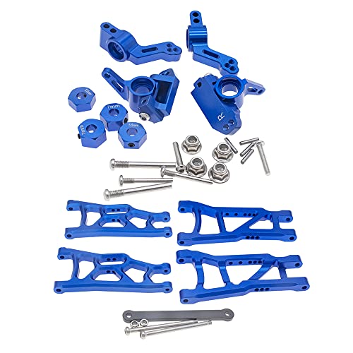 Aluminum Front&Rear Suspension A-Arms Caster Steering Blocks Stub Axle Carriers for Traxxas 2WD 1/10 Slash, Stampede, Rustler, Nitro Slash-Replaces Part 3736 3632 3752 3631