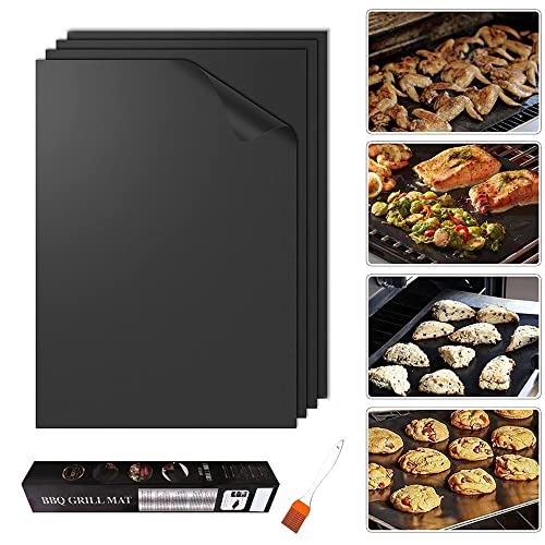 4 Pack Large Oven Liners for Bottom of Electric Gas Oven Reusable, Thick Heavy Duty Nonstick Teflon Oven Mat, Heat Resistant Grill Mats Outdoor, Easy to Clean Gas Stove Liners