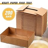 Potchen 200 Pcs Kraft Food Trays 4 Corner Pop up Food Tray Disposable Foldable Cardboard Trays Movie Night Snack Trays Party Container Box for Holding Food Drink at Stadiums or Theaters