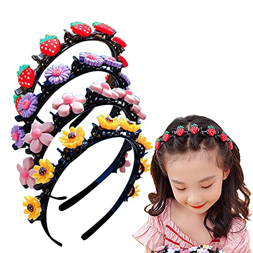 Aaiffey Hairpin, Sweet Princess Hairstyle Hairpin for Girl, Double Layer Headbands with Clips Twist Plait, 4 Pcs