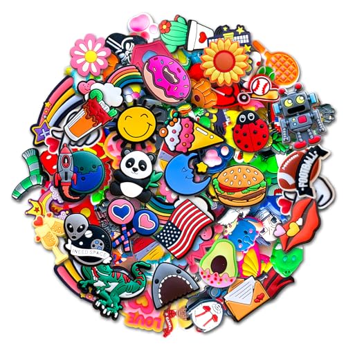 30,50,100Pcs Random Shoe Charms for Clog Decoration, Cute Cartoon Charms Accessories for Gift(100)