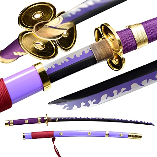 FengYu SWORD One Piece Roronoa Zoro's Katana Purple Yama Enma Cosplay Replica Anime Swords High-Carbon Steel Handmade Katana Sword Real Japanese Samurai Sword