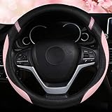 Cxtiy Steering Wheel Cover for Women Leather Universal Steering Wheel Covers for Car 15 inch (Pink)