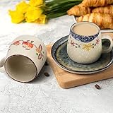 clothmile 2.8 inch 4 Pieces Japanese Retro Ceramics Mug Asian Chinese Coffee Cups Set for Restaurant, Diner, Farmhouse, Coffee Shop, Home