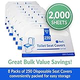 Reli. Toilet Seat Covers (2000 Pcs, 8 Packs of 250) | Disposable Toilet Seat Cover - Flushable - 14x16" (Half-Fold) | Paper Liners for Restroom, Bathroom, Travel, Camping, Kids Potty Training